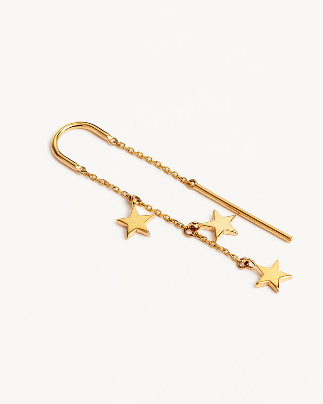 9k Solid Gold Star Bright Thread Earring