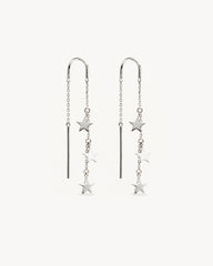 Sterling Silver Star Bright Thread Earrings