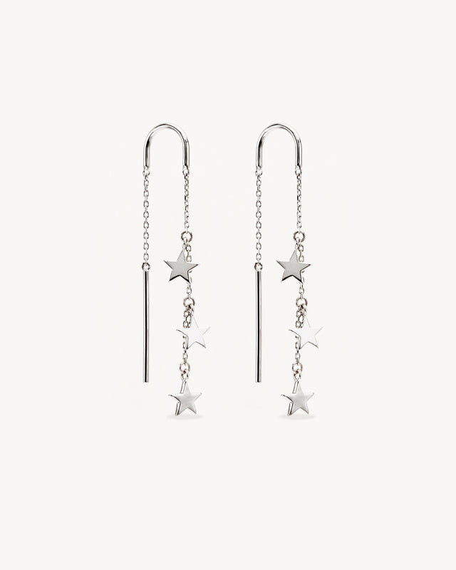 Sterling Silver Star Bright Thread Earrings