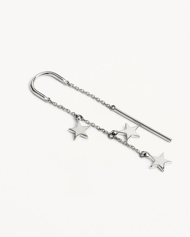 Sterling Silver Star Bright Thread Earrings