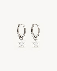 Sterling Silver Wishing on a Star Hoops