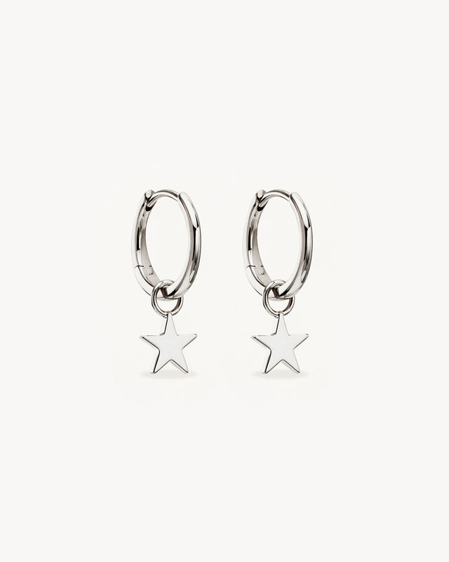 Sterling Silver Wishing on a Star Hoops