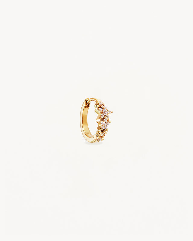 14k Solid Gold Stardust Lab-Grown Diamond Hoop