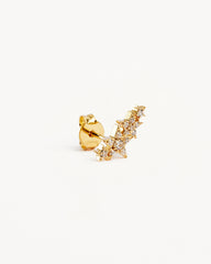 14k Solid Gold Stardust Lab-Grown Diamond Ear Crawler-Left