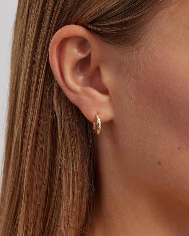 9k Solid Gold Cosmic Lab-Grown Diamond Hoop