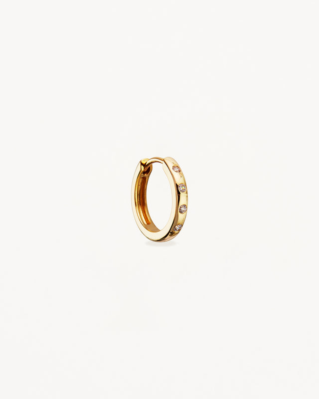 14k Solid Gold Cosmic Lab-Grown Diamond Hoop