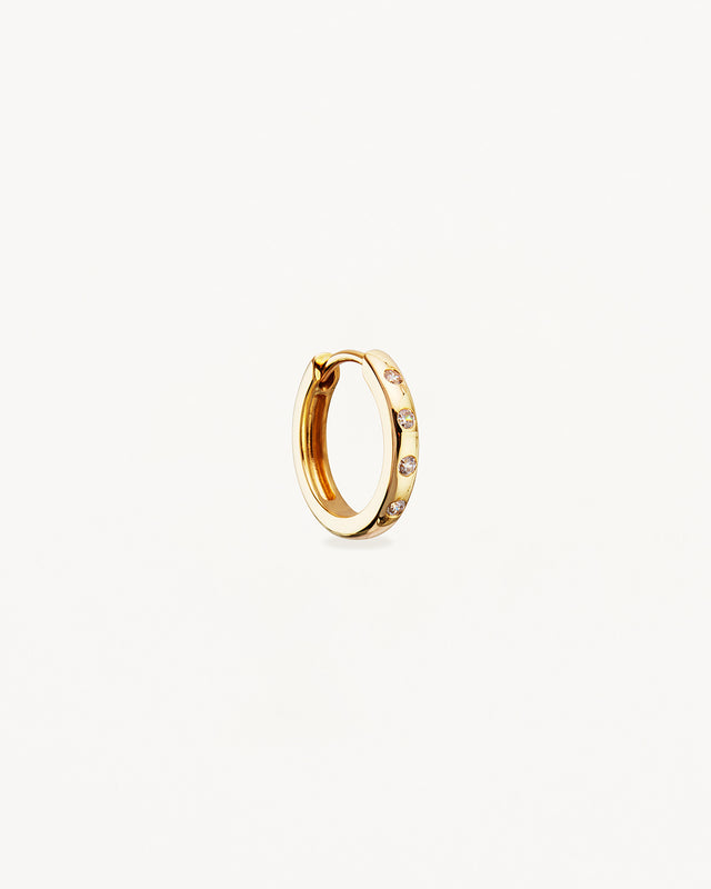 14k Solid Gold Cosmic Lab-Grown Diamond Hoop