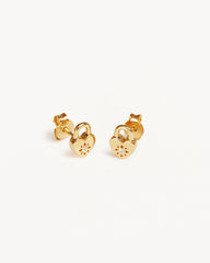 18k Gold Vermeil Crystal Lotus Heart Padlock Stud Earrings