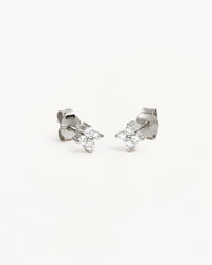Sterling Silver Crystal Bloom Stud Earrings