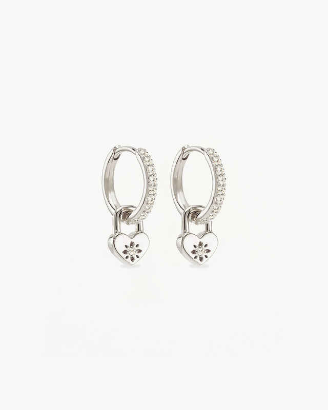 Sterling Silver Love Unlocked Padlock Hoops