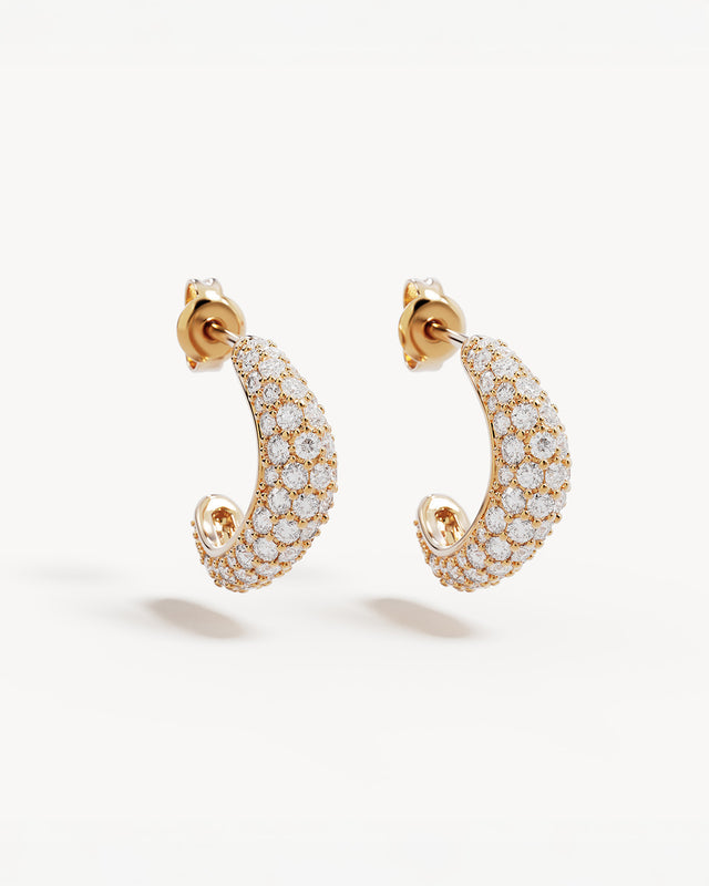 18k Gold Vermeil Crystal Wave Hoops