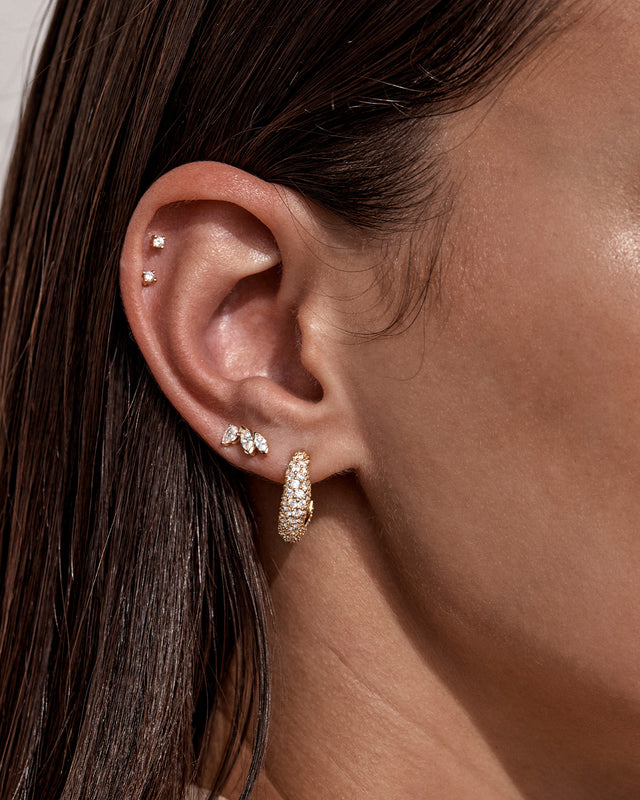 18k Gold Vermeil Crystal Wave Hoops