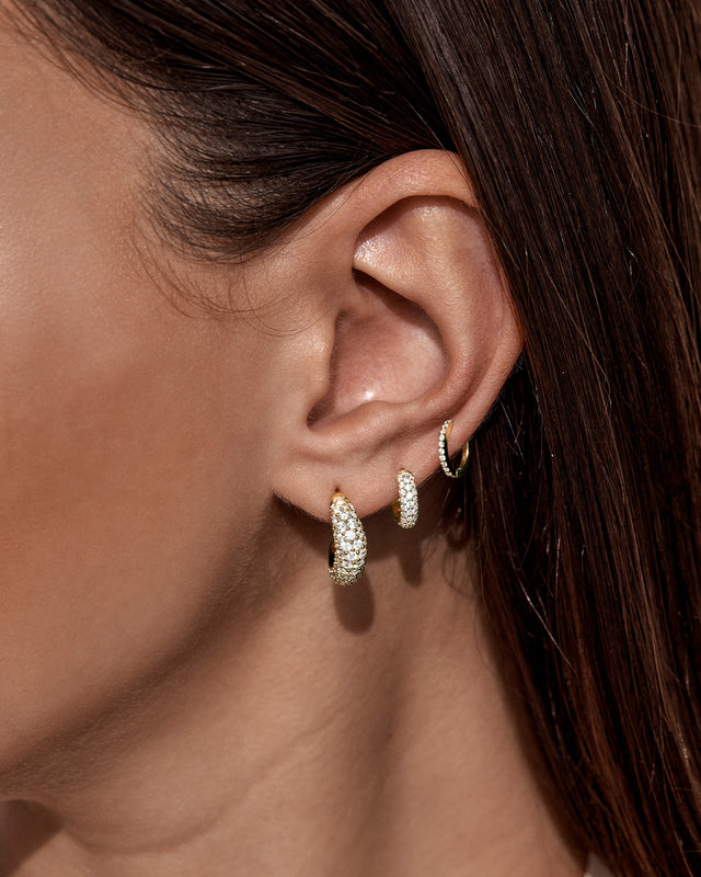 18k Gold Vermeil Crystal Wave Hoops