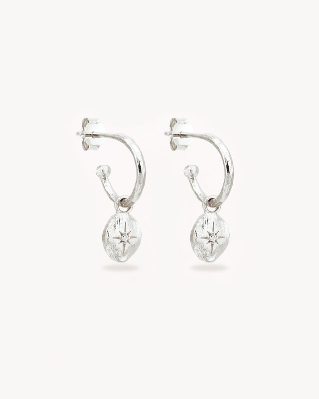 Sterling Silver North Star Hoops