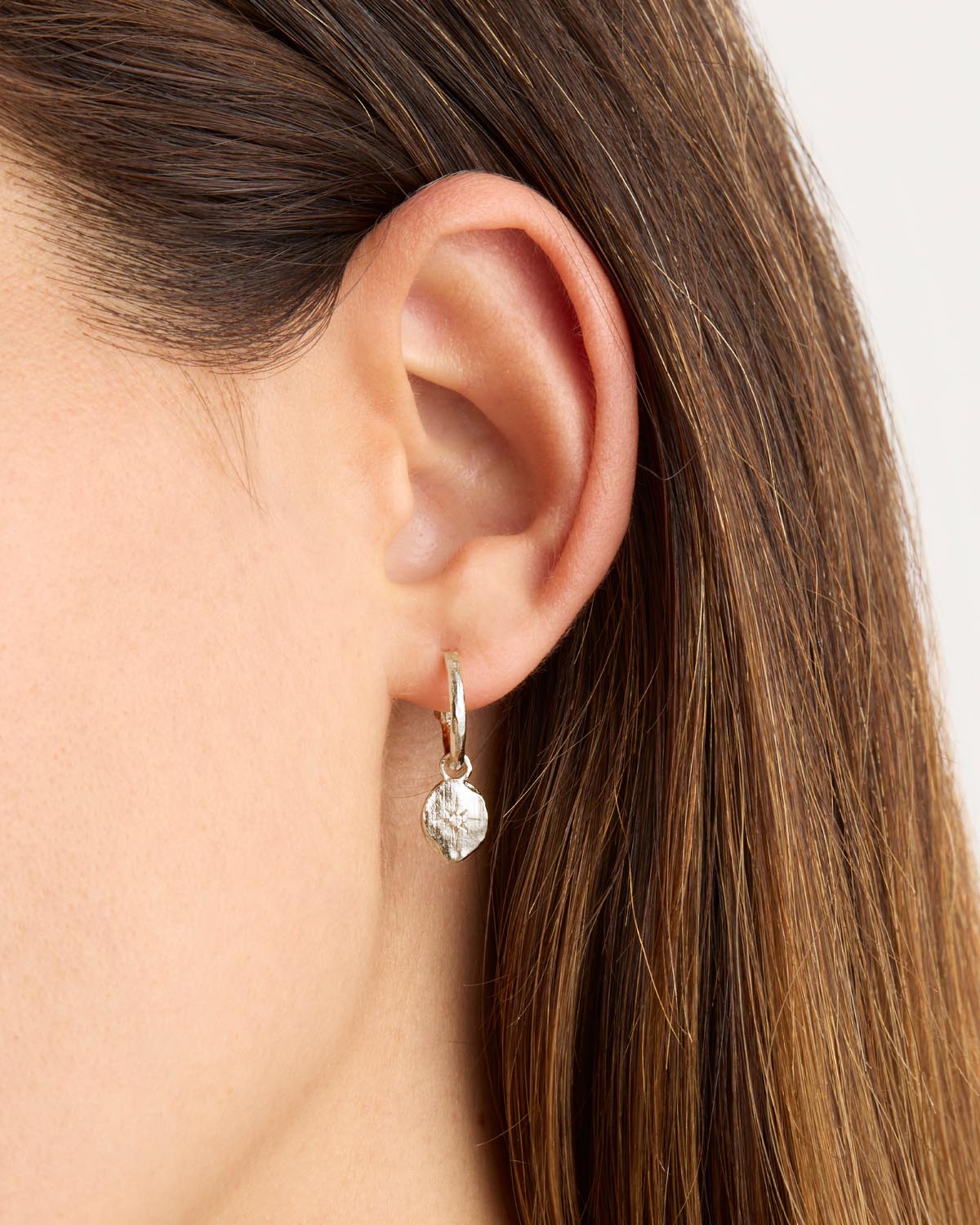 Silver Tiny Star Charm Hoop 12mm Earrings | Jewellerybox.co.uk