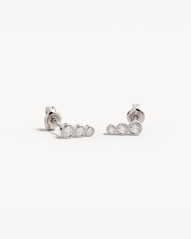 Sterling Silver Crystal Dew Stud Earrings