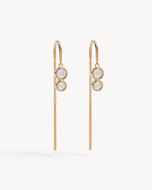 18k Gold Plated Crystal Dew Thread Earrings