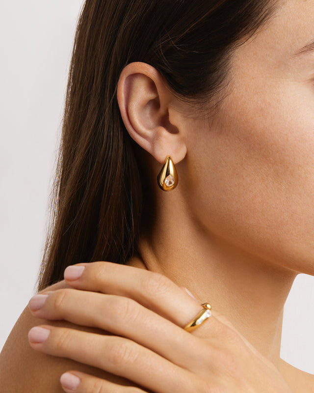 18k Gold Vermeil Dewdrop Large Earrings