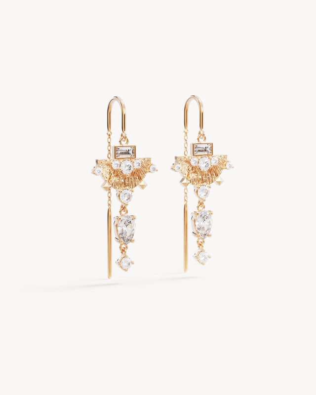 18k Gold Vermeil Lotus Rain Thread Earrings