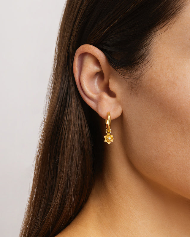 18k Gold Vermeil Bloom Within Lotus Hoops