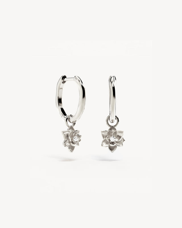 Sterling Silver Bloom Within Lotus Hoops