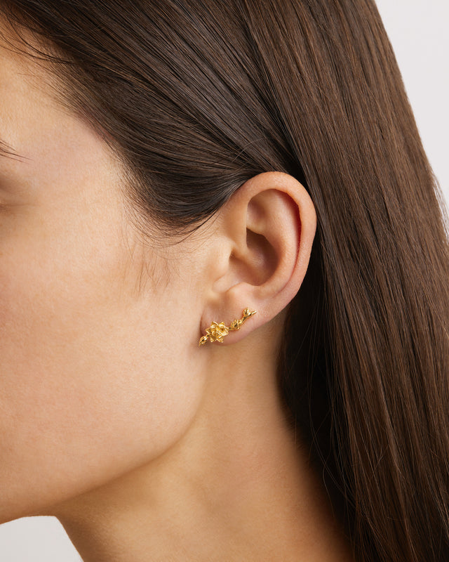 18k Gold Vermeil Bloom Within Lotus Ear Crawlers
