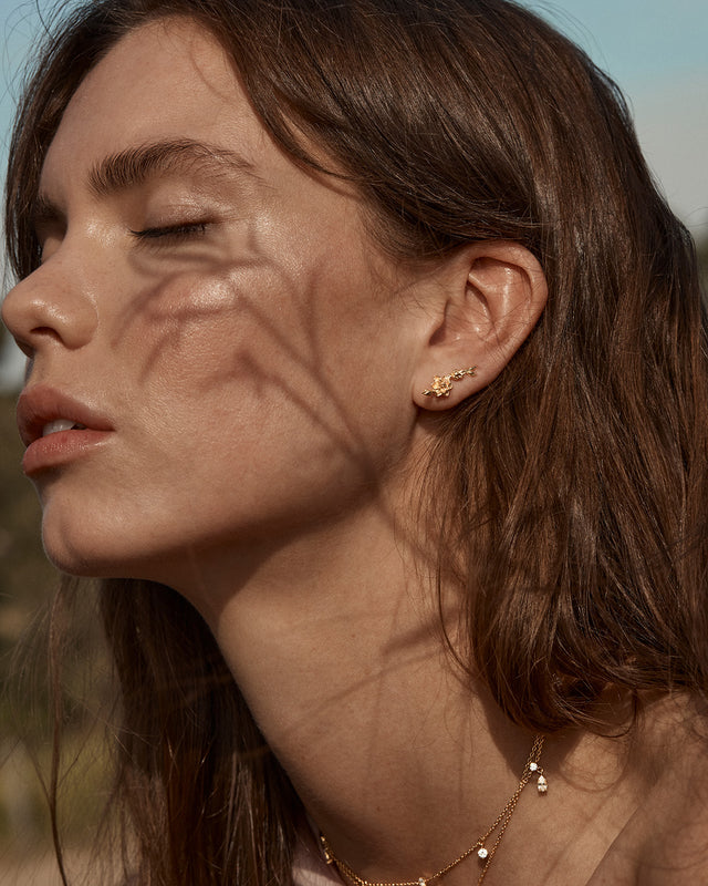 18k Gold Vermeil Bloom Within Lotus Ear Crawlers