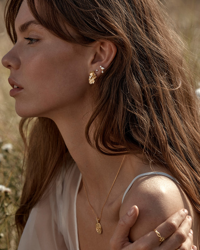 18k Gold Plated Serene Lotus Statement Earrings