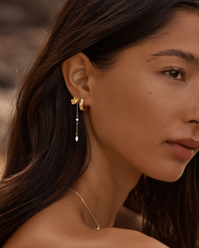 18k Gold Vermeil Serene Lotus Chain Earrings