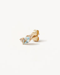 14k Solid Gold By Your Side Sapphire Single Earring - Left
