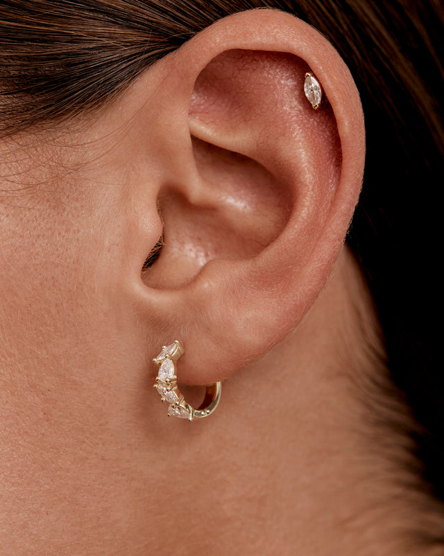 9k Solid Gold Whispering Petals 0.3ct Lab-Grown Diamond Hoop Earring