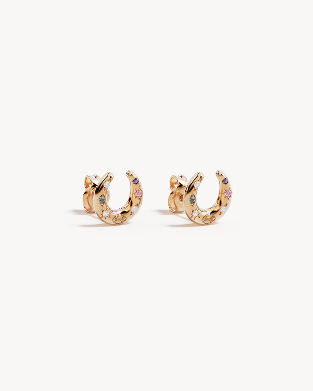 18k Gold Vermeil Lucky Horseshoe Stud Earrings