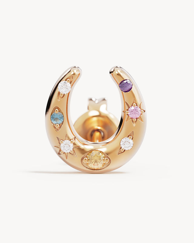 18k Gold Vermeil Lucky Horseshoe Stud Earrings