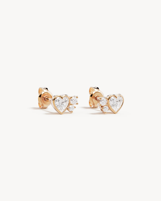 18k Gold Vermeil Dream Lover Heart Stud Earrings