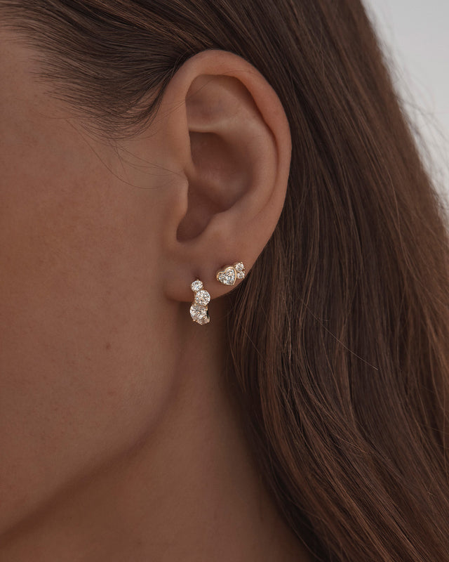 18k Gold Vermeil Dream Lover Heart Stud Earrings