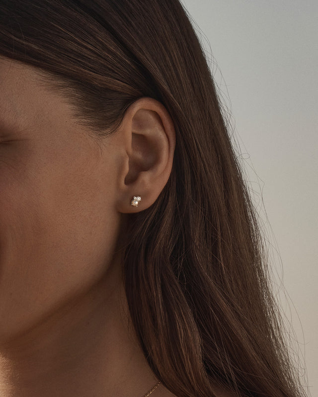 Sterling Silver Love in Stillness Pearl Stud Earrings