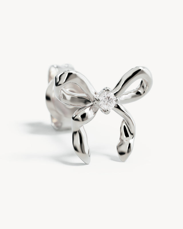 Sterling Silver Forever More Bow Stud Earrings