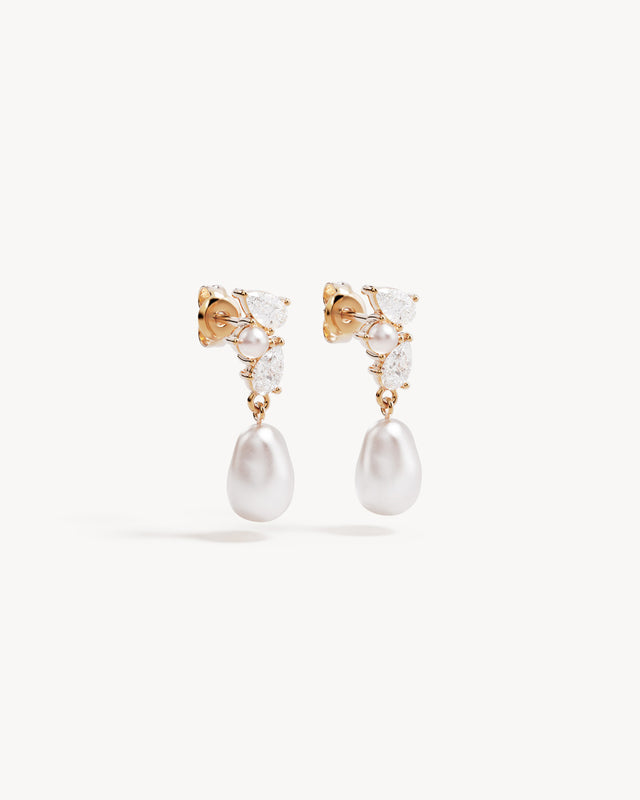 18k Gold Vermeil Moments in Time Pearl Drop Earrings