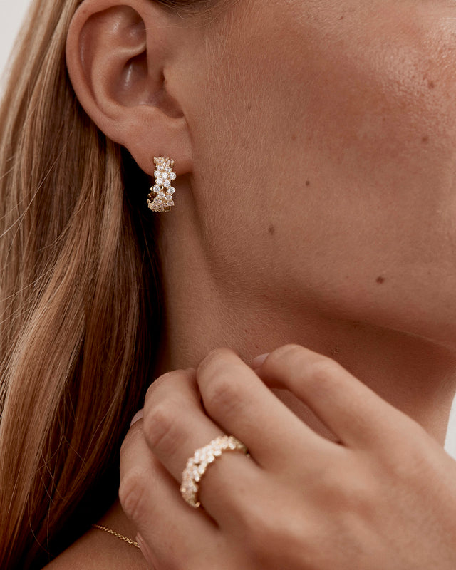 18k Gold Plated Crystal Dust Hoops