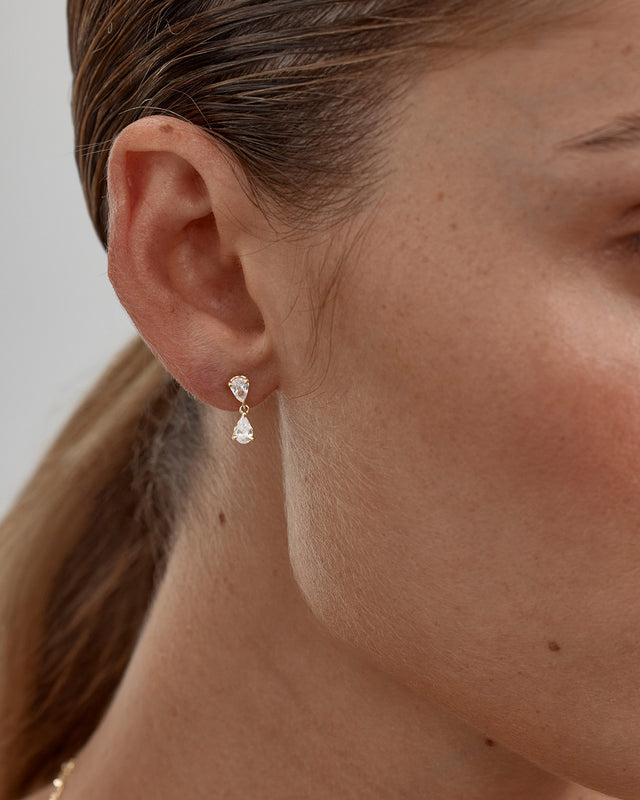 14k Solid Gold Held in Love Lab-Grown Diamond Drop Earring