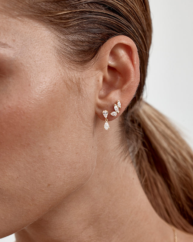 14k Solid Gold Held in Love Lab-Grown Diamond Drop Earring