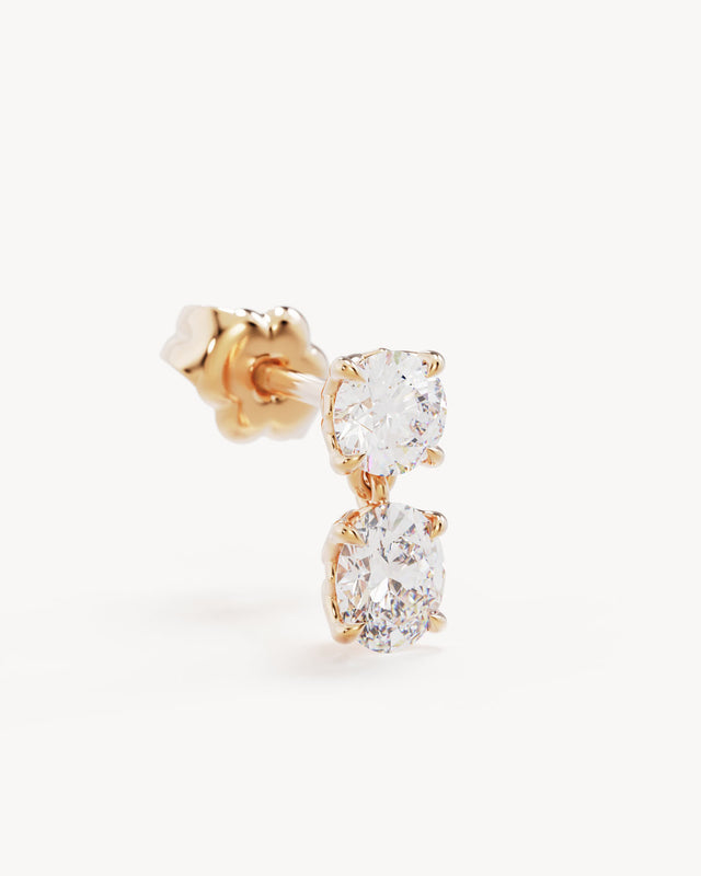 14k Solid Gold Held in Light Lab-Grown Diamond Drop Earring