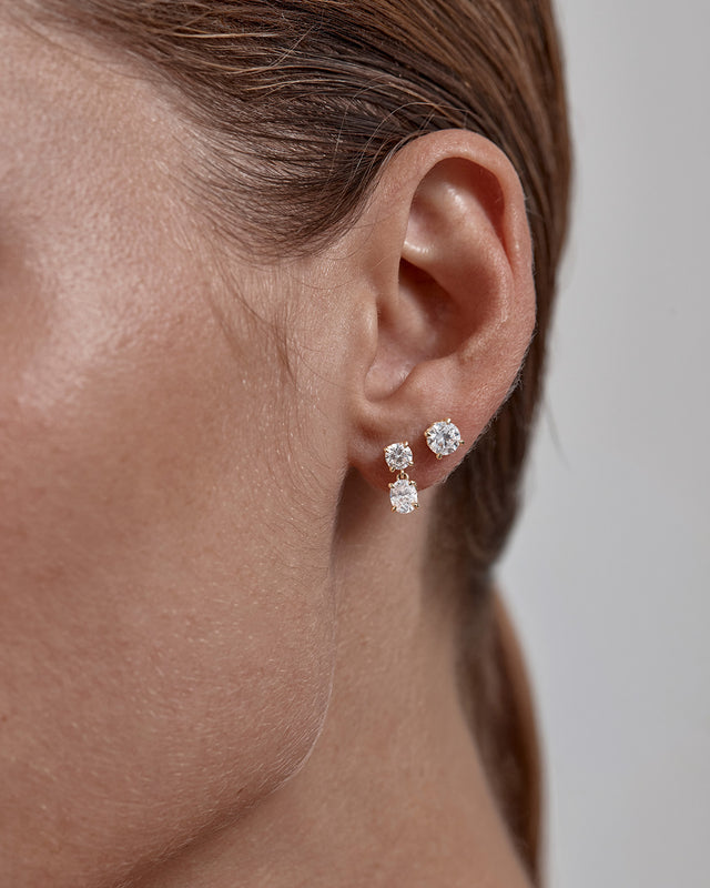 14k Solid Gold Held in Light Lab-Grown Diamond Drop Earring