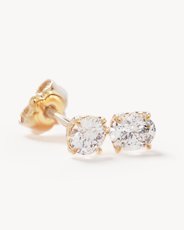14k Solid Gold Held in Light Lab-Grown Diamond Drop Earring