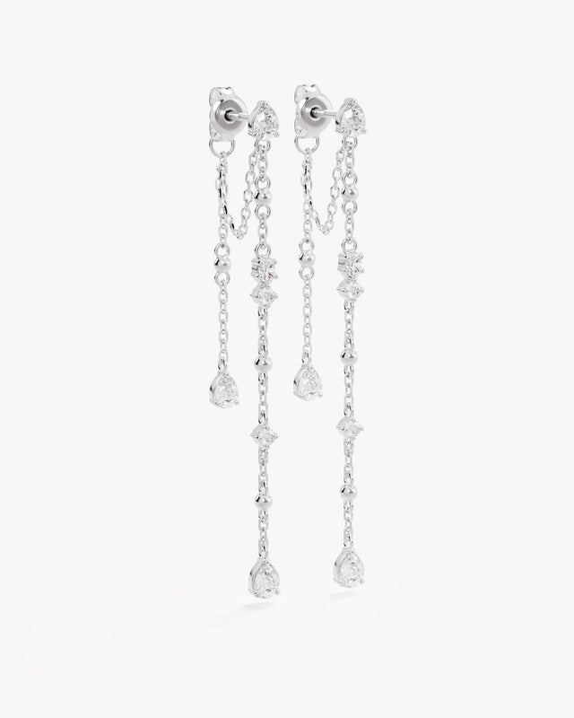 Sterling Silver Cosmic Whisper Chain Earrings