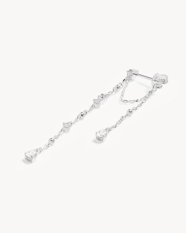 Sterling Silver Cosmic Whisper Chain Earrings