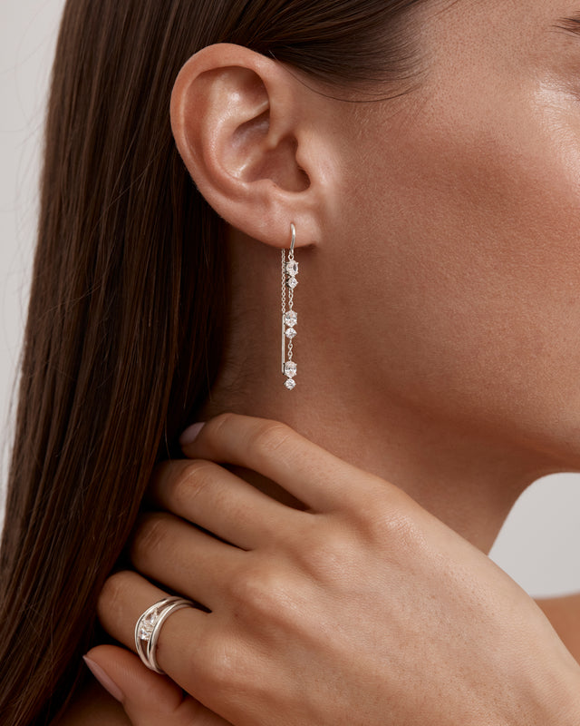 Sterling Silver In the Stars Thread Earrings