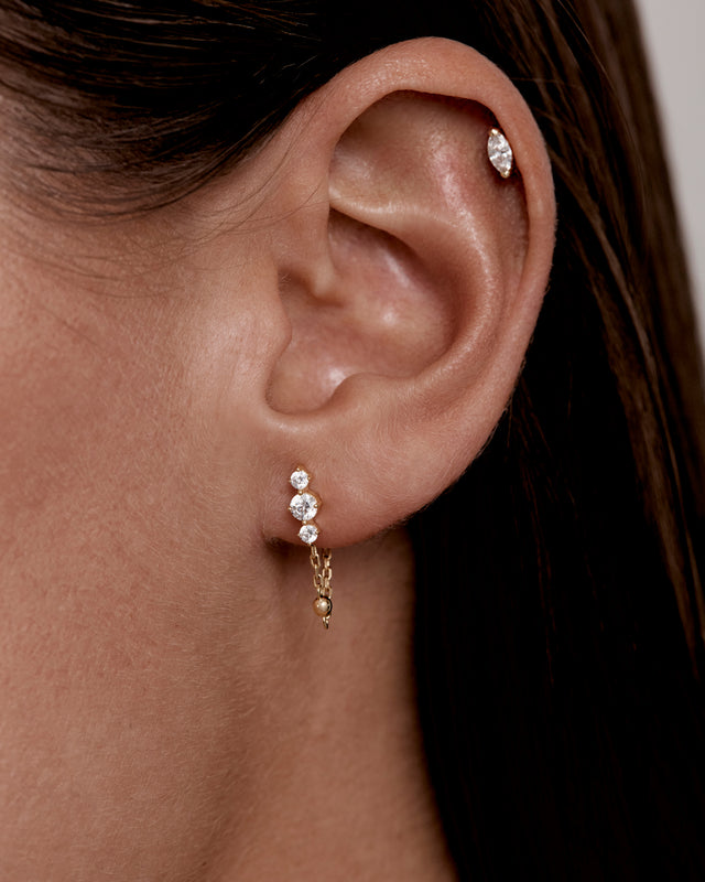 18k Gold Vermeil In the Stars Chain Huggie Earrings