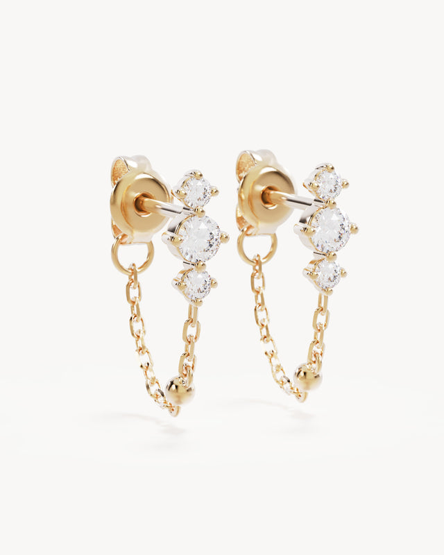 18k Gold Vermeil In the Stars Chain Huggie Earrings