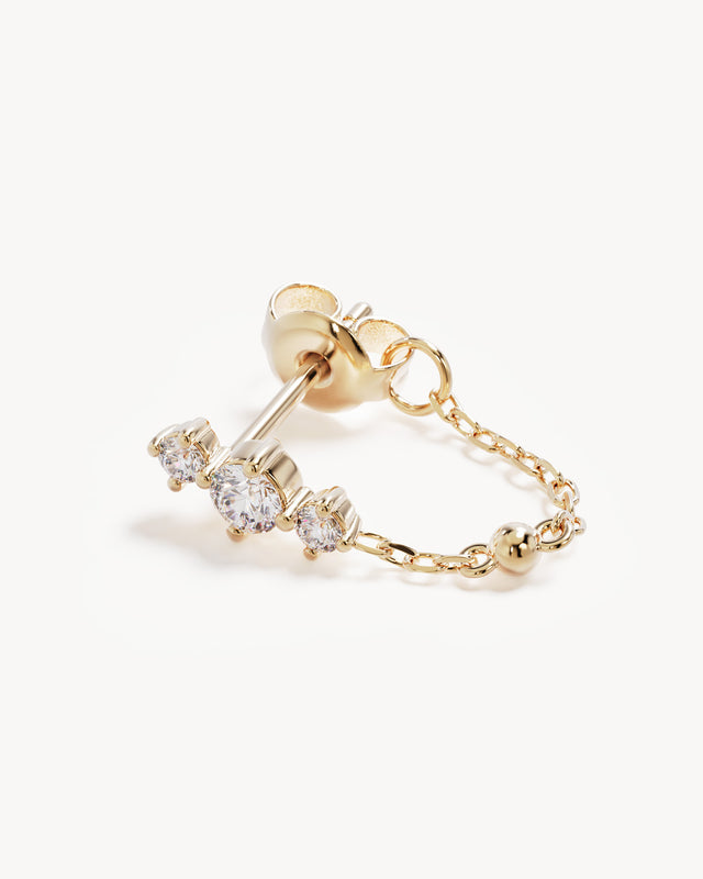 18k Gold Vermeil In the Stars Chain Huggie Earrings